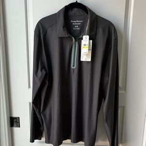 Tommy Bahama Men’s 1/4 Zip Gray LS Polo Shirt-Med